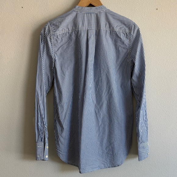 J. Crew Band-collar ruffle-front shirt in blue and white stripe - Picture 4 of 4